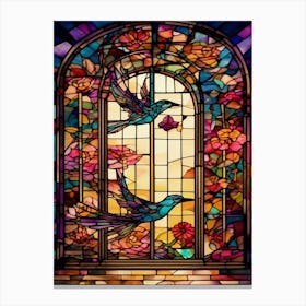 Stained Glass Bird Window Canvas Print