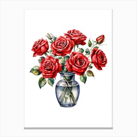 Red Roses In A Vase 2 Canvas Print