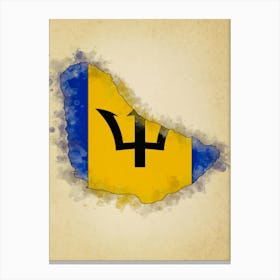 Barbados Flag Vintage Canvas Print