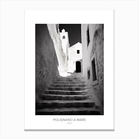 Poster Of Polignano A Mare, Italy, Black And White Photo 1 Canvas Print