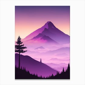 Misty Mountains Vertical Composition In Purple Tone 44 Canvas Print