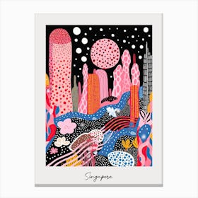 Poster Of Singapore, Illustration In The Style Of Pop Art 3 Canvas Print