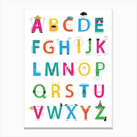 A To Z Of Emotions Print Bright Colours Canvas Print