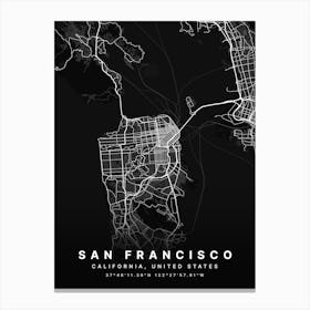 San Francisco California Black Map Canvas Print