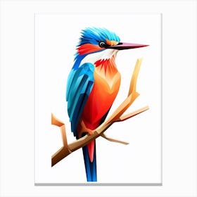 Colourful Geometric Bird Kingfisher 1 Canvas Print
