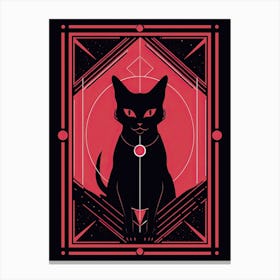 The Devil Tarot Card, Black Cat In Pink 3 Canvas Print