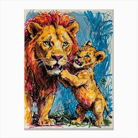 Default Draw Me A Dramatic Oil Painting Of A Lion Cub Playfull 2 Canvas Print
