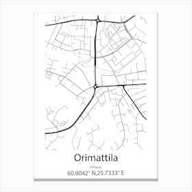 Orimattila,Finland Minimalist Map Canvas Print