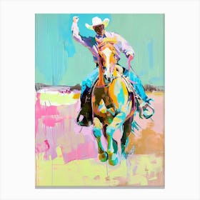 Pink And Blue Cowboy Painting 2 Canvas Print