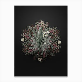 Vintage Gladiolus Xanthospilus Flower Wreath on Wrought Iron Black n.0507 Canvas Print