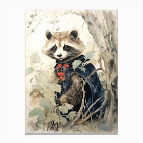 Storybook Animal Watercolour Raccoon 3 Canvas Print