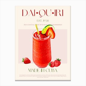 Strawberry Daiquiri Cocktail Mid Century Canvas Print