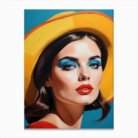 Woman Portrait With Hat Pop Art (8) Canvas Print