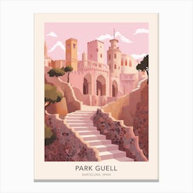 The Park Guell Barcelona Spain Travel Poster Canvas Print