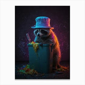 Raccoon In A Trash Can Canvas Print