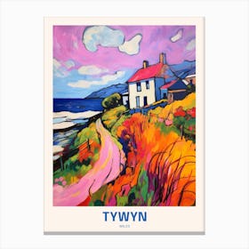 Tywyn Wales Uk Travel Poster Canvas Print