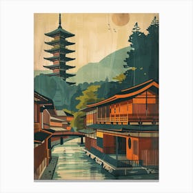 Gion District Japan Mid Century Modern Canvas Print