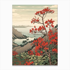 Hagi Bush Clover 3 Japanese Botanical Illustration Canvas Print