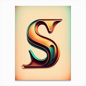 S, Letter, Alphabet Retro Illustration Canvas Print