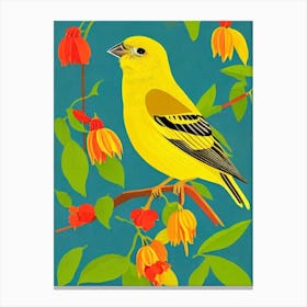 Yellowhammer 2 Midcentury Illustration Bird Canvas Print