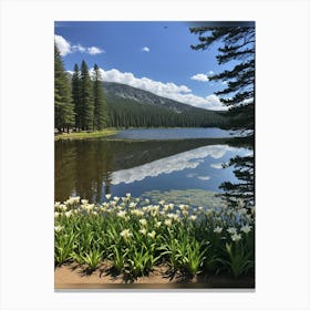 Lake and Flowers Canvas Print