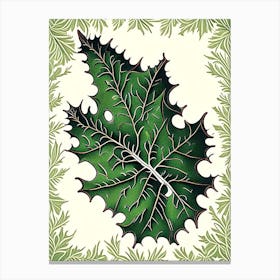 Long Eared Holly Fern 1 Vintage Botanical Poster Canvas Print