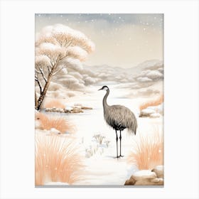 Winter Bird Painting Ostrich 3 Canvas Print