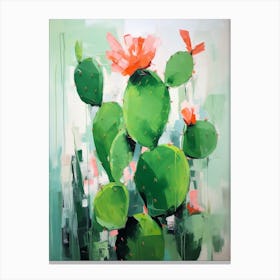 Green Abstract Cactus Painting 3 Canvas Print