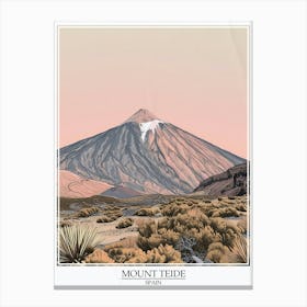 Mount Teide Spain Color Line Drawing 3 Poster Canvas Print