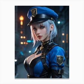 Girl Anime Police Canvas Print