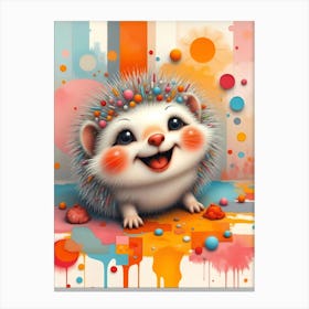 Buzzy the Colorful Hedgehog: A Baby Hedgehog Artwork For Kids Canvas Print