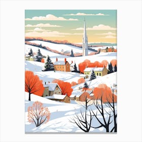 Retro Winter Illustration Cotswolds United Kingdom 4 Canvas Print