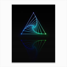 Neon Blue and Green Abstract Geometric Glyph on Black n.0013 Canvas Print