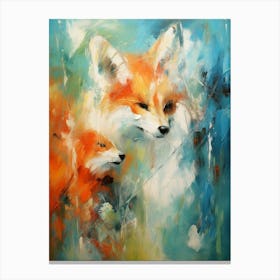 Foxes Abstract Expressionism 3 Canvas Print