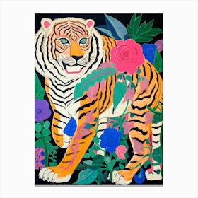 Maximalist Animal Painting Tiger Canvas Print