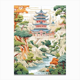 Summer Palace China Modern Illustration 1 Canvas Print