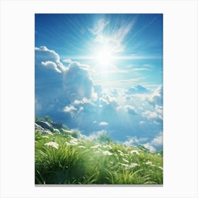 Capturing A Summers Day Where The Azure Sky Laden With Fluffy Clouds Shines Brilliantly Under The (4) Canvas Print