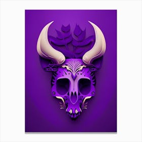 Animal Skull 2 Purple Mexican Canvas Print