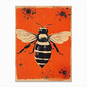 Bee, Woodblock Animal Drawing 2 Canvas Print