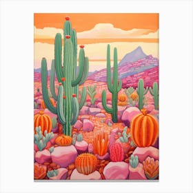 Cactus In The Desert Painting Notocactus 1 Canvas Print