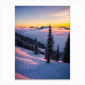Sölden, Austria Sunrise Skiing Poster Canvas Print