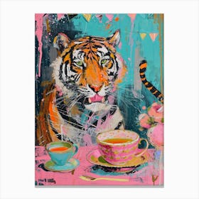 Kitsch Tiger Tea Party 1 Canvas Print