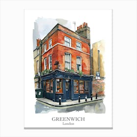 Greenwich London Borough   Street Watercolour 4 Poster Canvas Print
