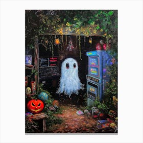 Ghost Plays Arcade Game Machine 1 Canvas Print