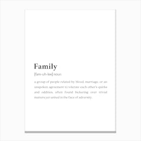 Family Funny Definition Wall Canvas Print