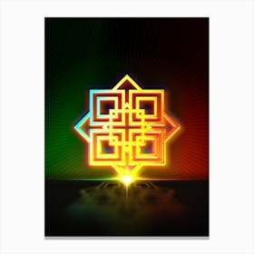 Neon Geometric Glyph in Watermelon Green and Red on Black n.0355 Canvas Print