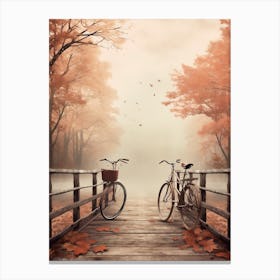 Two Bicycles On A Bridge Canvas Print