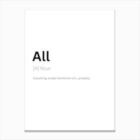 All Definition Meaning Canvas Print