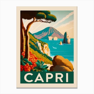Capri Vintage Travel Poster Canvas Print