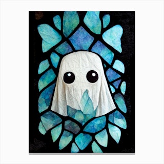 Big Eyes Ghost Made Of Stain Glass Canvas Print